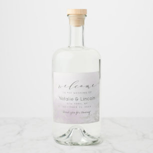 Ombre Lavender Lila Silver Foil Bröllop Välkommen Spritflaskor Etikett