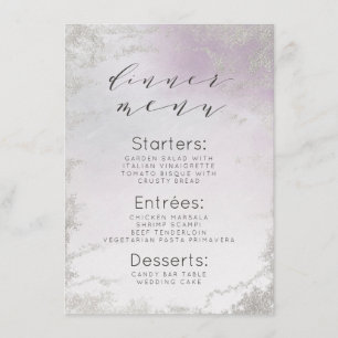 Ombre Lavender Lila Silver Foil Frosted Dinner Meny