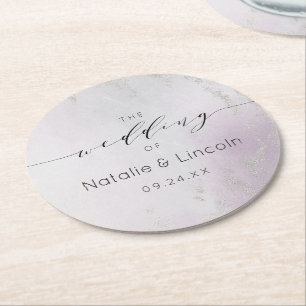 Ombre Lavender Lila Silver Foil Frosted Monogram Underlägg Papper Rund