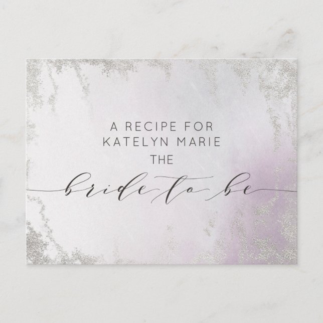 Ombre Light Lila Silver Bride to be Recept Card Meddelande Vykort (Framsida)