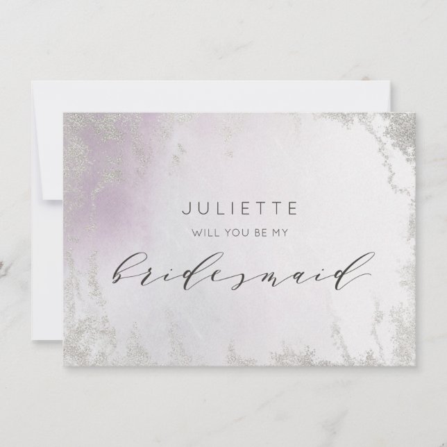 Ombre Light Lila Silver Bridesmaid Frieri kort (Framsida)