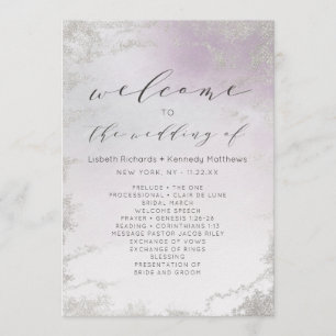 Ombre Light Lila Silver Foil Bröllop Ceremony Program