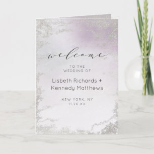 Ombre Light Lila Silver Foil Bröllop Ceremony Program