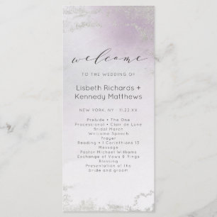 Ombre Light Lila Silver Foil Bröllop Ceremony Program