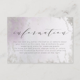 Ombre Light Lila Silver Foil Bröllop Information Tilläggskort