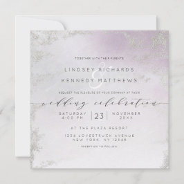 Ombre Light Lila Silver Foil Chic Bröllop Square Inbjudningar
