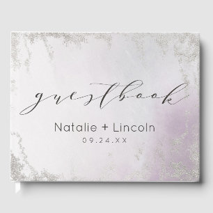Ombre Light Lila Silver Foil Frosted Bröllop Gästböcker