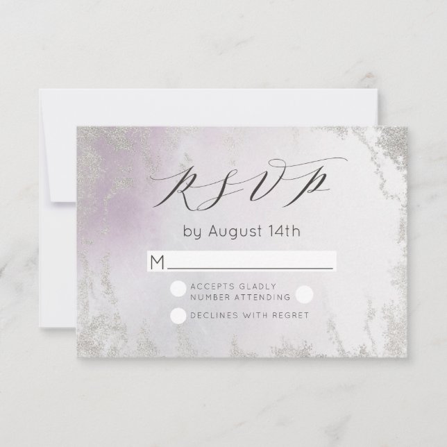 Ombre Light Lila Silver Foil Frosted Bröllop OSA Kort (Framsida)