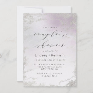 Ombre Light Lila Silver Foil Luxe Möhippa Inbjudningar