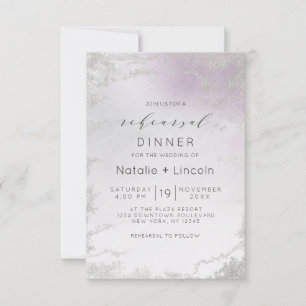 Ombre Light Lila Silver Foil Rehearsal Dinner Inbjudningar