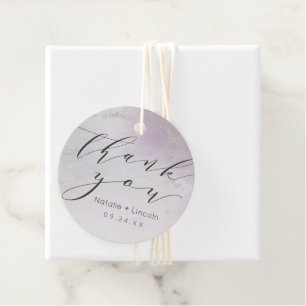 Ombre Light Lila Silver Foil Script Tack Gåvor Etiketter
