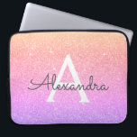 Ombre Lila Glitter och Gnistra Monogram Laptop Fodral<br><div class="desc">Ombre Lila and Rosa Faux Glitter and Gnistra Elegant Monogram Fodral. Fodral kan anpassas så att det omfattar ditt första och första namn.</div>