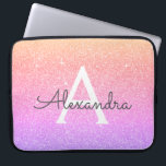 Ombre Lila Glitter och Gnistra Monogram Laptop Fodral<br><div class="desc">Ombre Lila and Rosa Faux Glitter and Gnistra Elegant Monogram Fodral. Fodral kan anpassas så att det omfattar ditt första och första namn.</div>