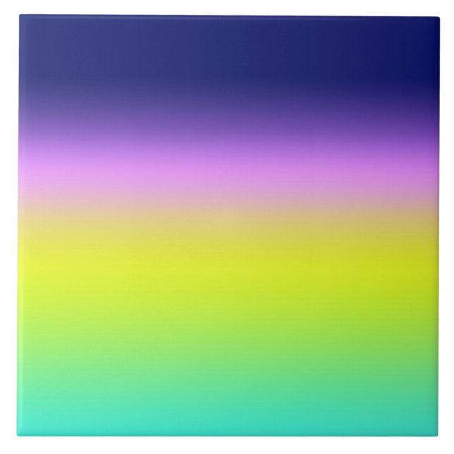 Ombre lila gult grönt vår sommar-färg kakelplatta (Framsidan)