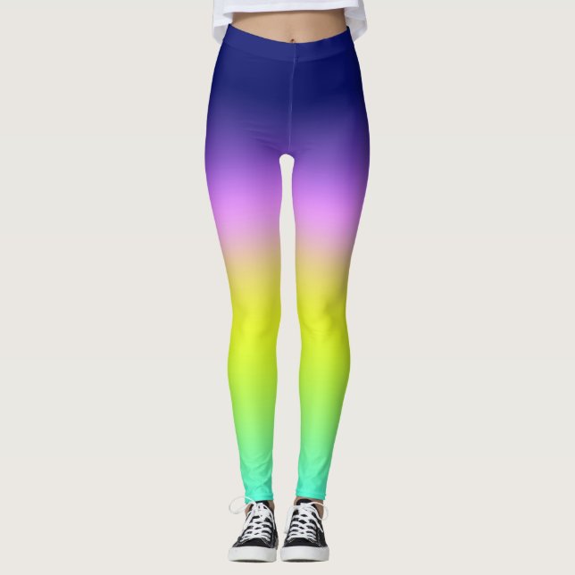 Ombre lila gult grönt vår sommar-färg leggings (Framsida)