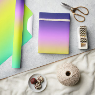 Ombre lila gult grönt vår sommar-färg presentpapper