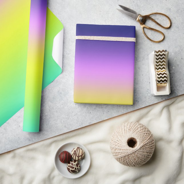 Ombre lila gult grönt vår sommar-färg presentpapper (Hantverk)