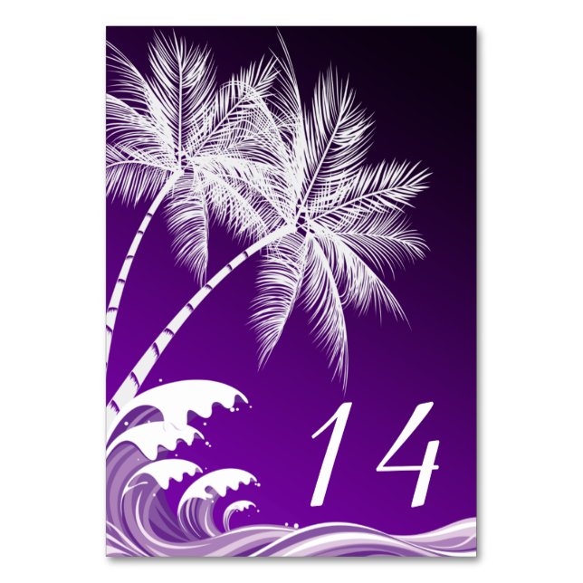 OMBRÉ LILA TROPICAL HANDFLATAN Bord Card Bordsnummer (Framsidan)