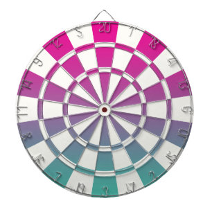 Ombre Magenta Lila Teal och Vit Darttavla