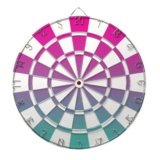 Ombre Magenta Lila Teal och Vit Darttavla (Framsidan)