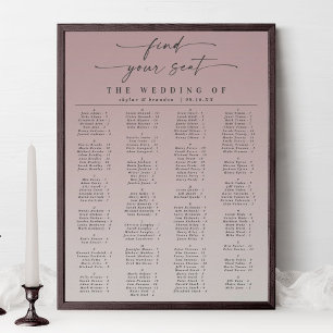 Ombre Mauve Alphabetical Bröllop Seating Chart Poster