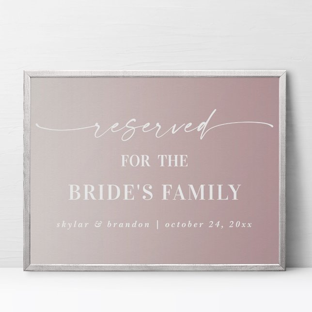 Ombre Mauve Reserverad Brudens Familj Bröllopsskyl Poster (Skapare uppladdad)