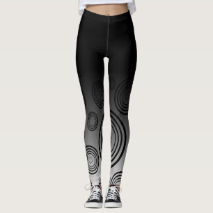 Ombre med svart- & vitringar av cirklar leggings