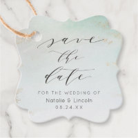 Ombre Mint-Grönt Frosted Gold Foil Save Date