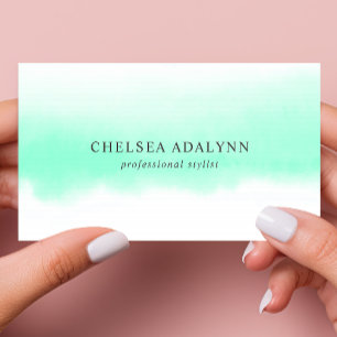 Ombre Mint Watercolor Minimalist Sociala Medier Visitkort