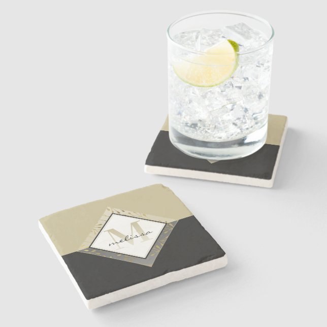 Ombre #Monogram | #Classic Black + White + Guld Stenunderlägg (Sidan)