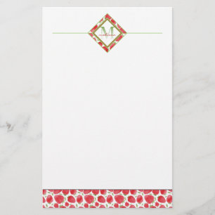 Ombre Monogram   Sommarjordgubbar + Grönt Brevpapper