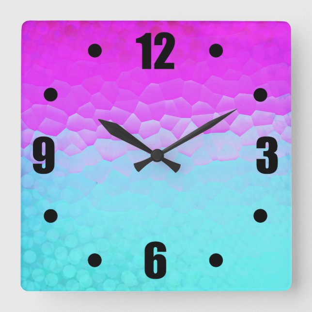 Ombre mosaiskt Bokeh för flickaktigt purpurfärgad Fyrkantig Klocka (Framsida)