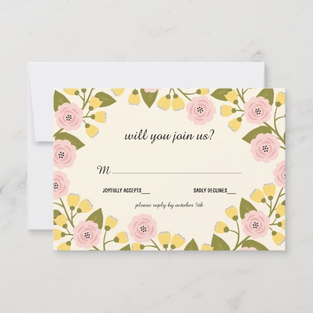 Ombre och gula blommiga bröllops-RSVP-kort Inbjudningar (Framsida)