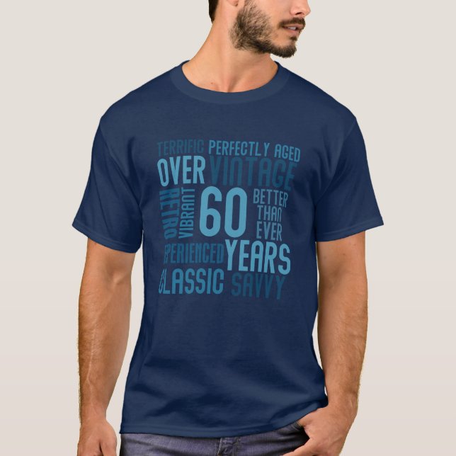 Ombre över 60 år födelsedagordmoln t shirt (Framsida)