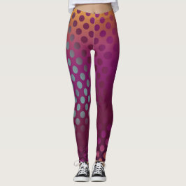 Ombre Passion Fruit Polka dots Maroon Gult Teal Leggings