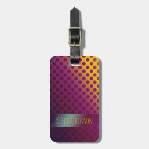 Ombre Passion Fruit Polka dots med Namn Bagagebricka