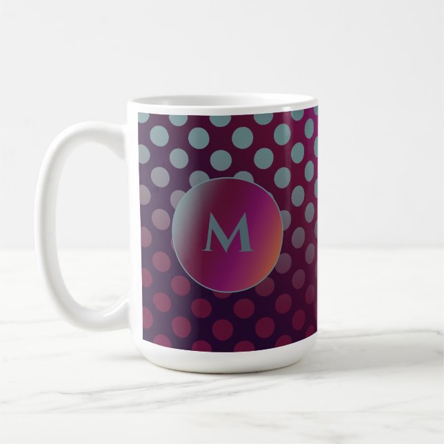 Ombre Passion Fruit Polka dots Monogram Kaffemugg (Vänster)