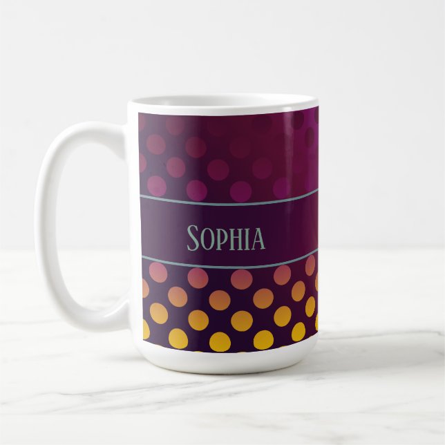 Ombre Passion Fruit Polka dots Personlig Kaffemugg (Vänster)