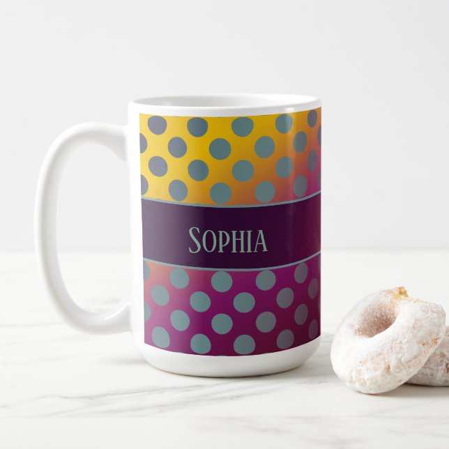Ombre Passion Fruit Polka dots Personlig Kaffemugg (Med munk)