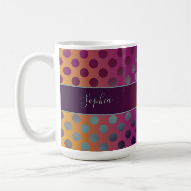 Ombre Passion Fruit Polka dots Personlig Kaffemugg (Vänster)