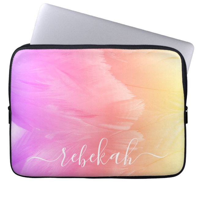 Ombre Pastel Svan Feathers Laptop Fodral (Framsidan)