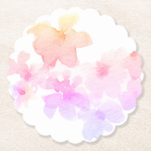 *~* Ombre Peach Rosa Blommigt Soft Watercolor Underlägg Papper