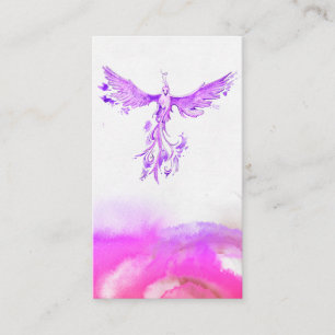 *~* Ombre Peach Rosa Violet Feathers Phoenix Visitkort