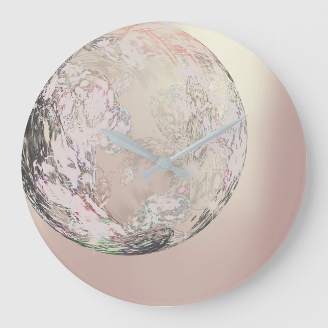 Ombre Pearly rosa guld- metallisk abstrakt Stor Klocka (Framsida)