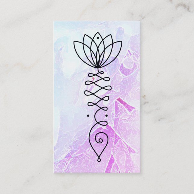 *~* Ombre Peony - Healer Massage Reiki Yoga Lotus Visitkort (Framsida)