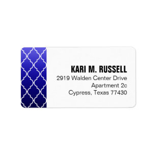 Ombre Quatrefoil Geometric Mailing Indigo flotta Adressetikett