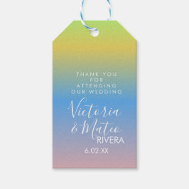 Ombre Rainbow Gul Blå Rosa Bröllop    Presentetikett