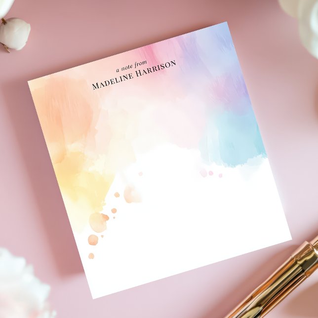 Ombre Rainbow Watercolor Tvättar Personlig Namn Anteckningsblock (Skapare uppladdad)