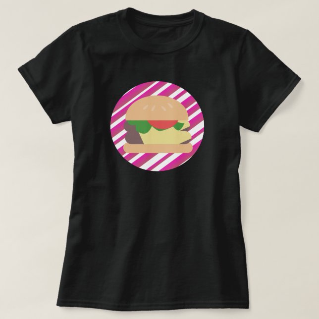 Ombre-ränder i het rosa på Cheeseburger T Shirt (Design framsida)