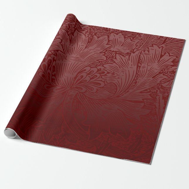 Ombré Rik Red Classic William Morris Blommigt Presentpapper (Utrullad)